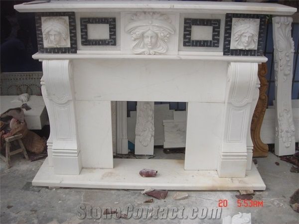 Greece Volakas White Marble Fireplace Decorating Supply Various