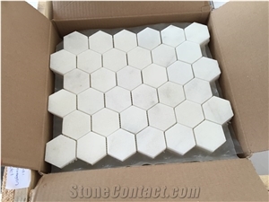 Hexagon Carrara Extra Polished Mosaic, Mugla White Marble Mosaic,White Marble Mosaic/Italian Bianco Carrara Marble Mosaic
