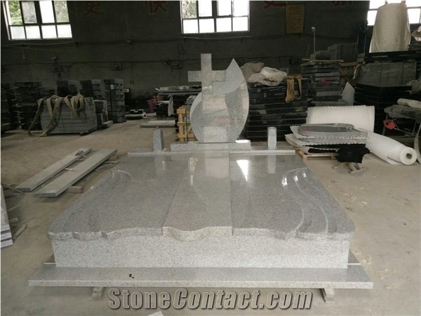 North G603 White Sesame Granite Western European and Poland Style Double Tombstones Bed Competitive Prices