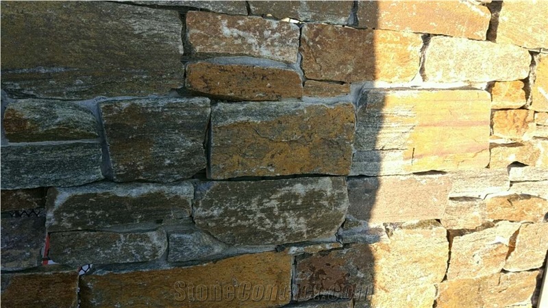 Rusty Quartzite Cultured Stone with Cement on Back /Cement Stacked Stone/ Stone Wall Cladding