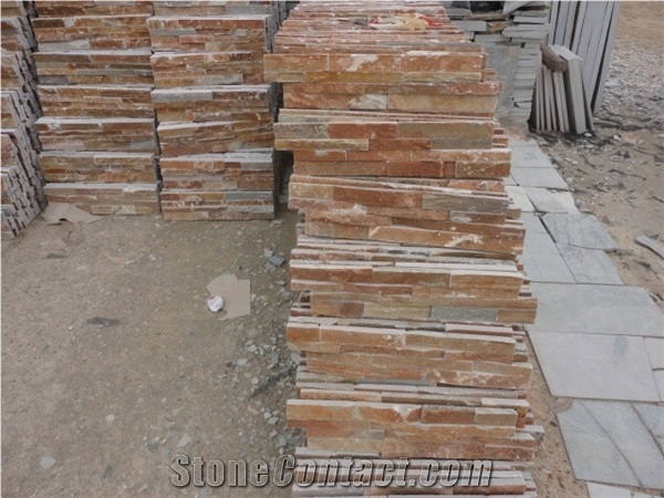 Rusty Slate Culture Stone Corner, Ledge Stone,Stacked Stone, Rough,Wall Cladding Tile ,Back Ground,Multi Colour Slate,Z Shape, Interlocked
