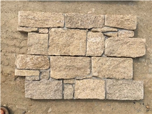 Sesame Yellow Granite Wall Cladding with Cement Back, Slate Ledge Stone Veneer,High Quality Sesame Yellow Slate Cement Cultured Stone Veneer