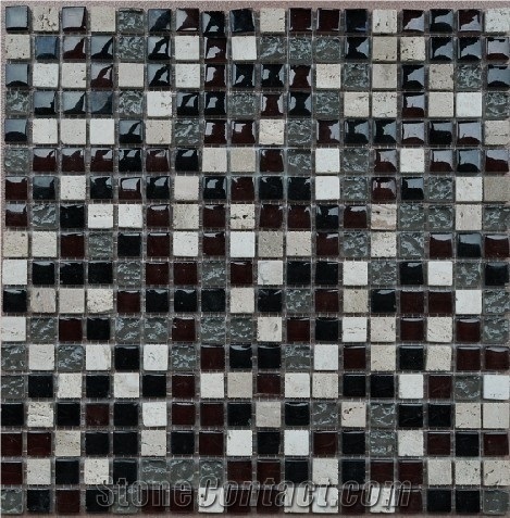 Slate and Glass Mosaic 15*100*7.8, Black Slate and Glass Mosaic, Polished Surface, Garden & Balcony Slate and Glass Mosaic, Kitchen Slate and Glass Mosaic, Elevator Mosaic