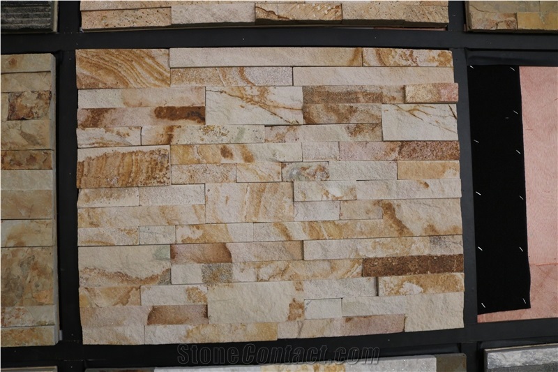 Sunny Gold Marble Ledgestone Wall Panels ,Sunny Yellow Marble Split Face Culture Stone Wall Tiles