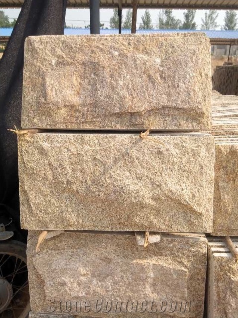 Tiger Skin Yellow Granite Cultured Stone, Granite Wall Covering, Granite Stacked Stone Veneer, Chinese Stone on Sale
