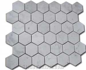 White Wood Grain Hexagon Marble Mosaic Tile,Cararra White Marble Mosaic /Wall Mosaic /Stone Mosaic
