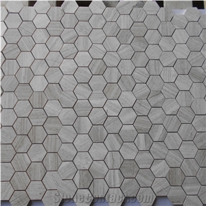 White Wood Grain Hexagon Marble Mosaic Tile,Cararra White Marble Mosaic /Wall Mosaic /Stone Mosaic
