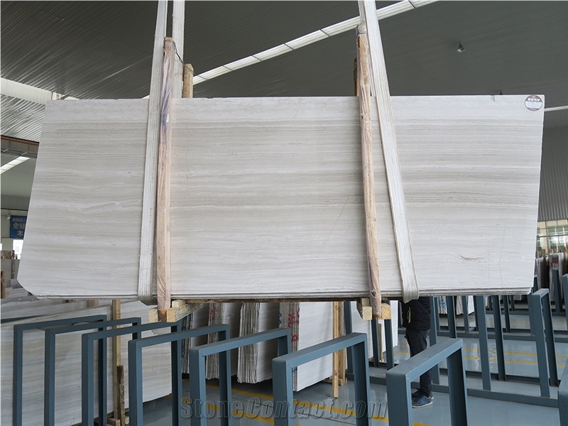 China Serpeggiante Wooden Gain Marble Quarries Owen White Wood Grain Marble Slab with Polished Surface for Your Design