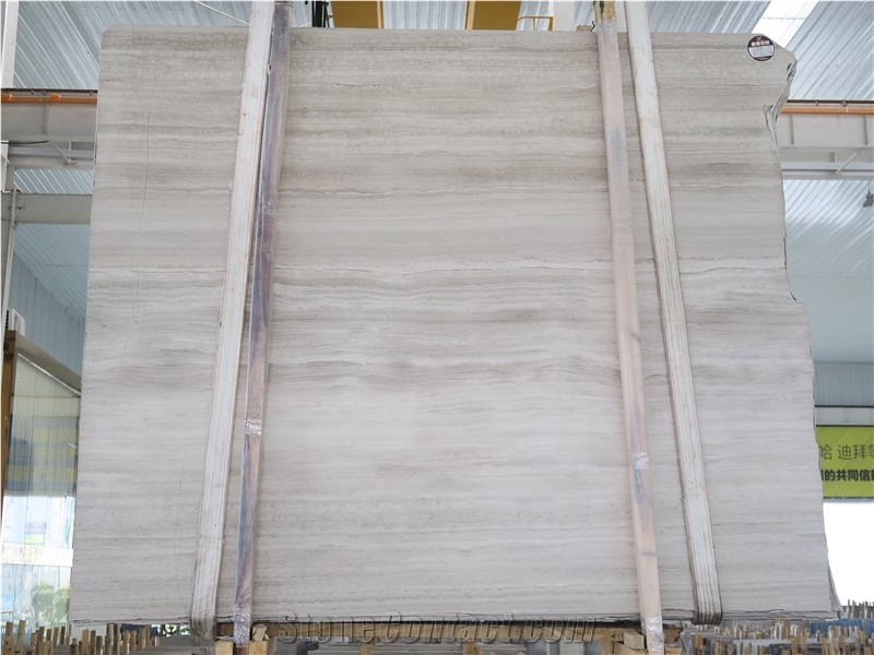 China Supplier Quarries Owner White Wooden Grain Marble Slabs 1.8cm Polished Surface Serpeggiante Marble