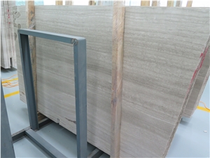 China Wooden Marble Quarry Owner White Wood Grain Slabs Cutting for Tiles