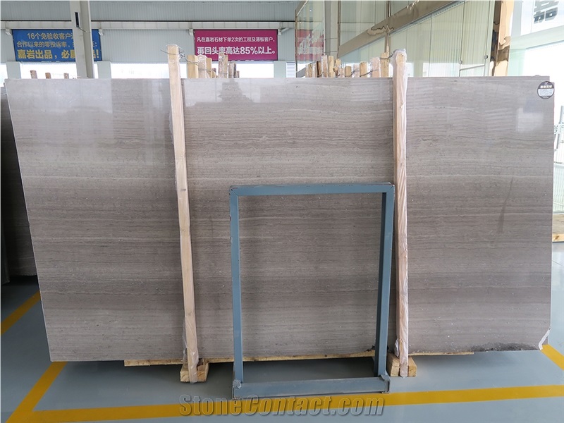 Own Quarry Own Factory China Wooden Grey Marble Grey Color Wooden Grain Veins Marble Slab Polished Honed Sandblasted Antique Surface