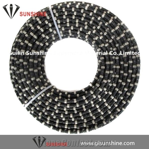 Sharp Cutting Rubber+Spring Fixing 11.4mm 40 Beads Diamond Wire Saw for Granite Quarry