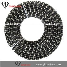 Sharp Cutting Rubber+Spring Fixing 11.4mm 40 Beads Diamond Wire Saw for Granite Quarry