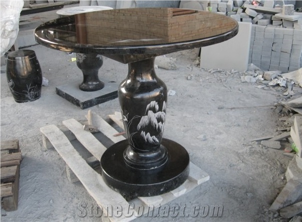 G684 Black Granite Garden Table, Polishing Granite Garden Chairs