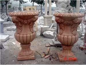 Red Granite Flower Pots , Flower Stand