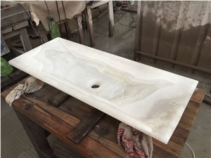 White Onyx Bathroom Square Sinks, China White Onyx Square Washing Basin, Onyx Vessel Sinks