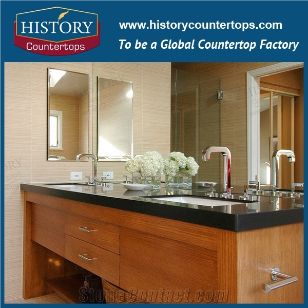 China Absolutely Black Granite,Chines Nero Assoluto,China Stone Market, Polished Bathroom Countertops, Vanity Tops