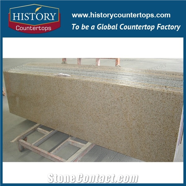 China Hubei Golden Yellow Granite Natural Stone Buliding Materials for Custom Kitchen Countertops, Island Tops, Eased & Beveled Edge