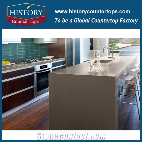 Different Types Of Quartz Countertops,Color Quartz Surfaces, Custom Shasta Brown Countertop, Kitchen Top, Table Top, Kitchen Island Top