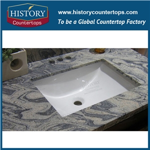 G261 China Juparana Grey Granite Natural Stone Countertops Vanity Top, Bathroom Counter Tops Customized Cut to Size Prefab Polished