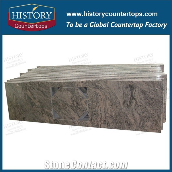 G261 China Juparana Grey Granite Natural Stone Countertops Vanity Top, Bathroom Counter Tops Customized Cut to Size Prefab Polished