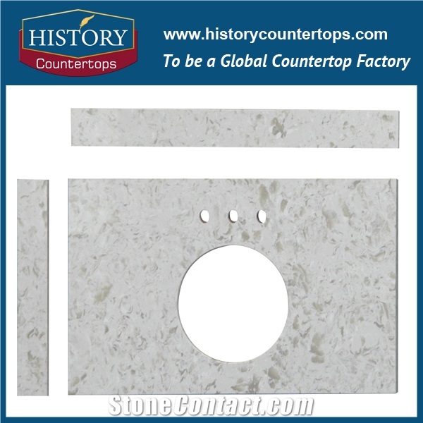 Granite White Artificial Stone Custom Bathroom Worktops, Vanity Tops,Engineered Countertops, Cheap Chinese Quartz