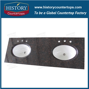 India English Tan Brown Granite Chinese Stone Factory Polished Kitchen Countertops