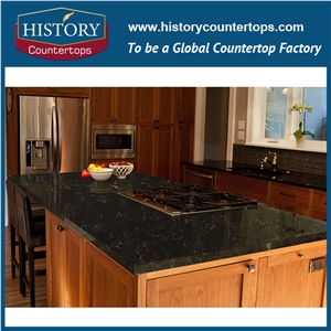 Polished Negro Portoro Quartz Countertops, Cheap Worktop, Brown Manufacturing Quartz Stone Kitchen Countertop