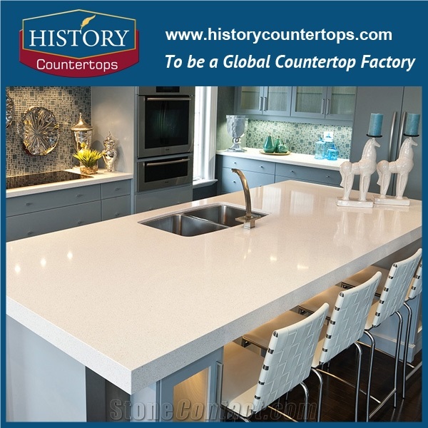 Quartz Distributors White Quartz Worktops, White Kitchen with Quartz Countertops, Discount Engineered Stone Kitchen Countertops
