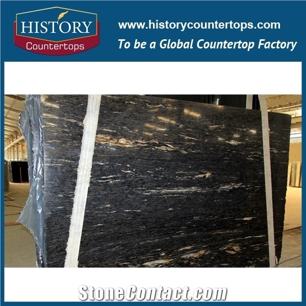 Titanium Black Cosmic Mc Granite Engineered Stone Can Be Polished, Sawn Cut, Sanded, Rockfaced, Sandblasted, Tumbled for Custom Kitchen Countertop, Cut to Size Polished