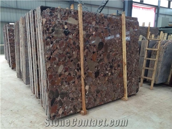 Chinese Factory Price Colorful Riverstones Slab, Rain Pebble Granite Slabs