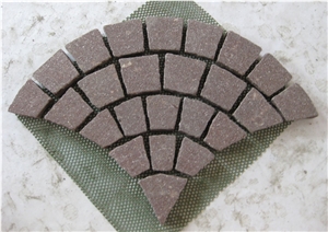 Fan Shaped Chinese Granite Walkway Pavers Grey Cube Stone