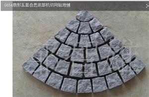 Fan Shaped Chinese Granite Walkway Pavers Grey Cube Stone