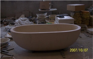 Freestanding Natural Stone Egyptian Cream Marble Bathtub