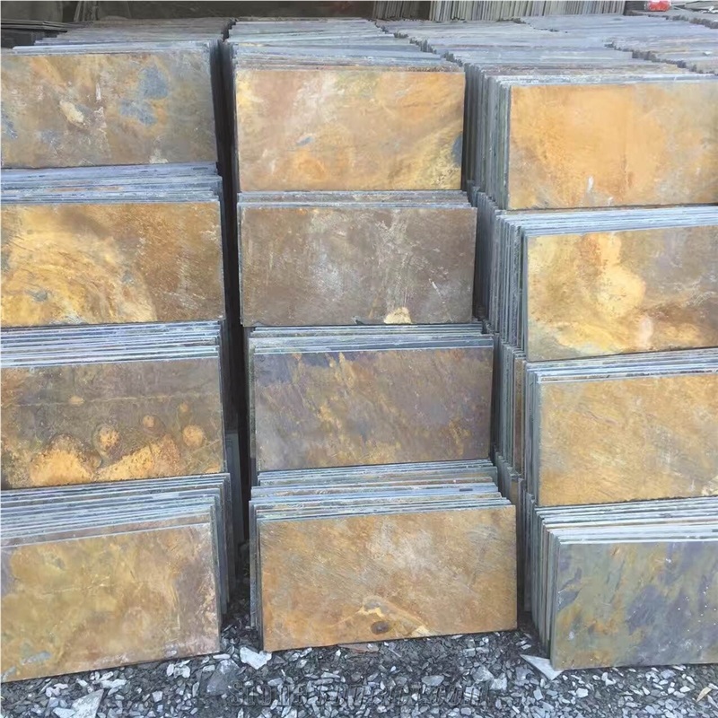Rusty Yellow Slate Roof Tiles, Natural Stone Roof Tile