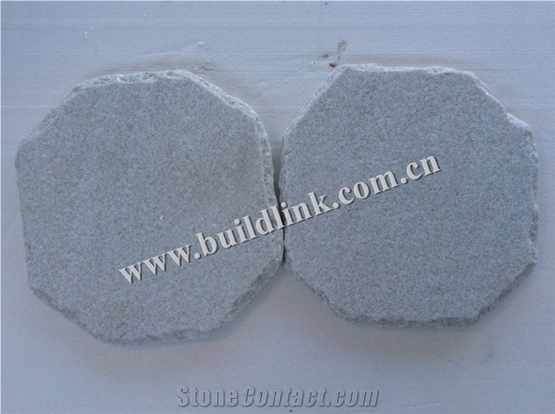 China White Quartzite Flamed Round Pavers