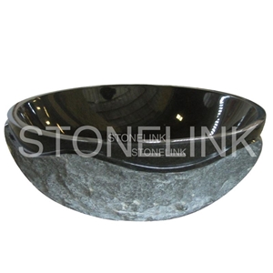 Black Granite Round Basins, Natural Stone Sinks, Solid Stone Basin