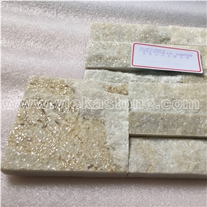 China Cream White Quartzite Stacked Stone Wall Cladding Panel Ledge Stone Split Face Tile Landscaping Interior & Exterior Culture Stone 35x18cm