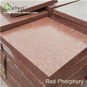 Flamed Ocean Red Porphyry Exterior Flooring and Wall Cladding Tile