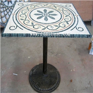 Antique Stone Mosaic Table,Interior Stone Round Mosaic Table Top,,Mosaic Furniture