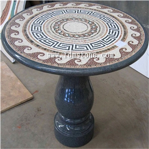 Antique Stone Mosaic Table,Interior Stone Round Mosaic Table Top,,Mosaic Furniture