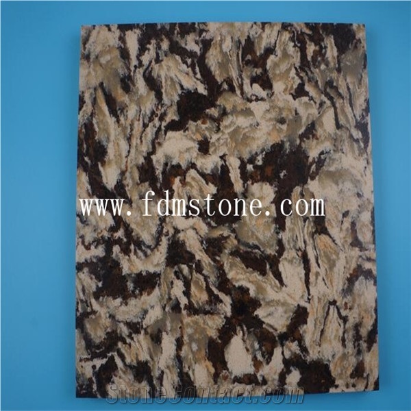 Aries Quartz Big Slab,Smoky Yellow Flower Crazy Vein Artificial Stone Walling and Flooring Tiles