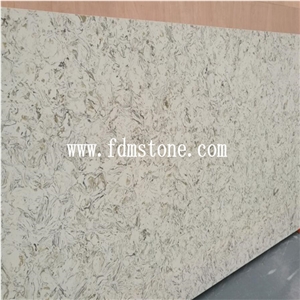 Autumn Leaves Ivory Yellow Quartz Big Slab,Mineral Yellow Vein Artificial Stone Walling and Flooring Tiles
