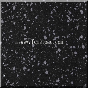 Black Galaxy Quartz Big Slab,Shinny Black Artificial Quartz Walling and Flooring Tiles