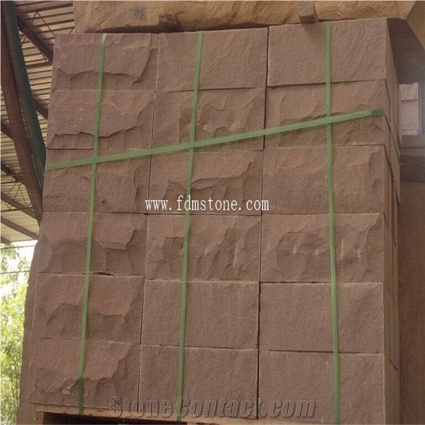 China Purple Sandstone Mushroom Finishing Wall Cladding Tiles, Natural Split Face Castle Sandstone Exterior Decoration