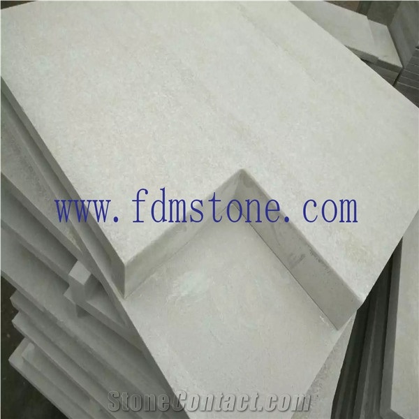 China Snow White Slate Quartzite Flamed Pavers ,Pool Coping Rebated Tiles