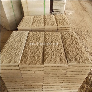 China Yellow Sandstone Mushroom Finishing Wall Cladding Factory,Sandstone Project Size,Sandstone Block Mushroom Prices