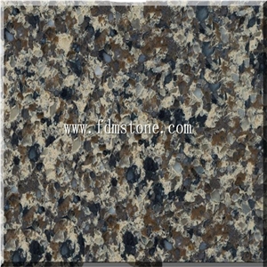 Colourful Diamond Quartz Big Slab,Coffee Brown Shell Artificial Solid Surface Quartz Walling and Flooring Tiles