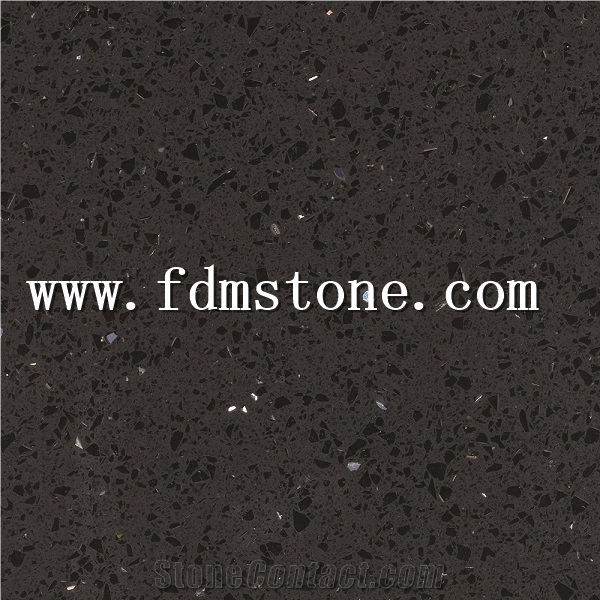 Crystal Black Quartz Big Slab, Artificial Solid Surface Quartz Walling and Flooring Tiles