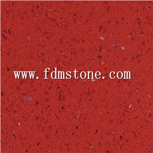 Crystal Red Quartz Big Slab and Tiles,Bright Red Artificial Quartz Engineered Size for Countertop